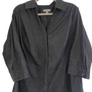 Croft&Barrow 1X Black Button-Up Shirt